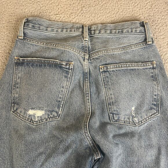 Agolde Crop Jeans Womens 24 x 26 Crop Blue High Rise  Button Fly Distressed - Picture 8 of 12